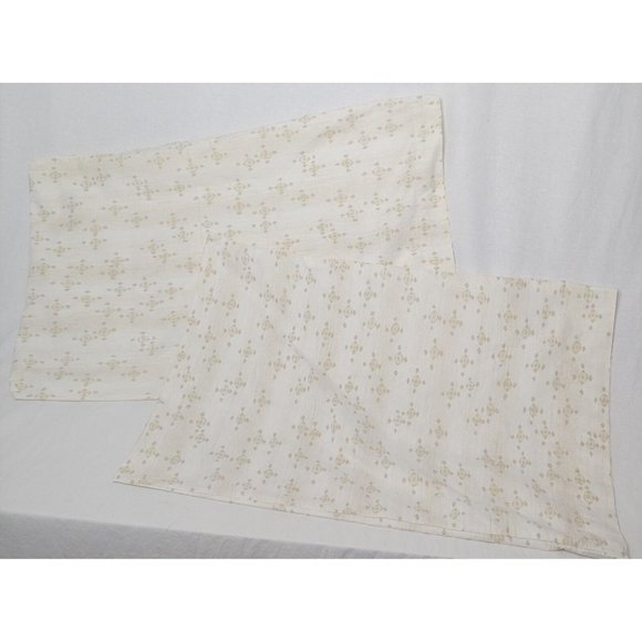 Vintage Pillowcases Pair Standard Size Tan Brown Geometric Southwest Natural EUC - Picture 1 of 6
